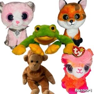 Rare Retired TY Beanie Baby-Smoochy The Frog; Tag Errors And PE Pellets & More